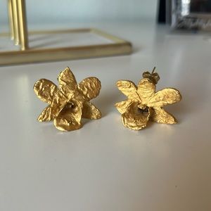 Gold Orchid Earrings